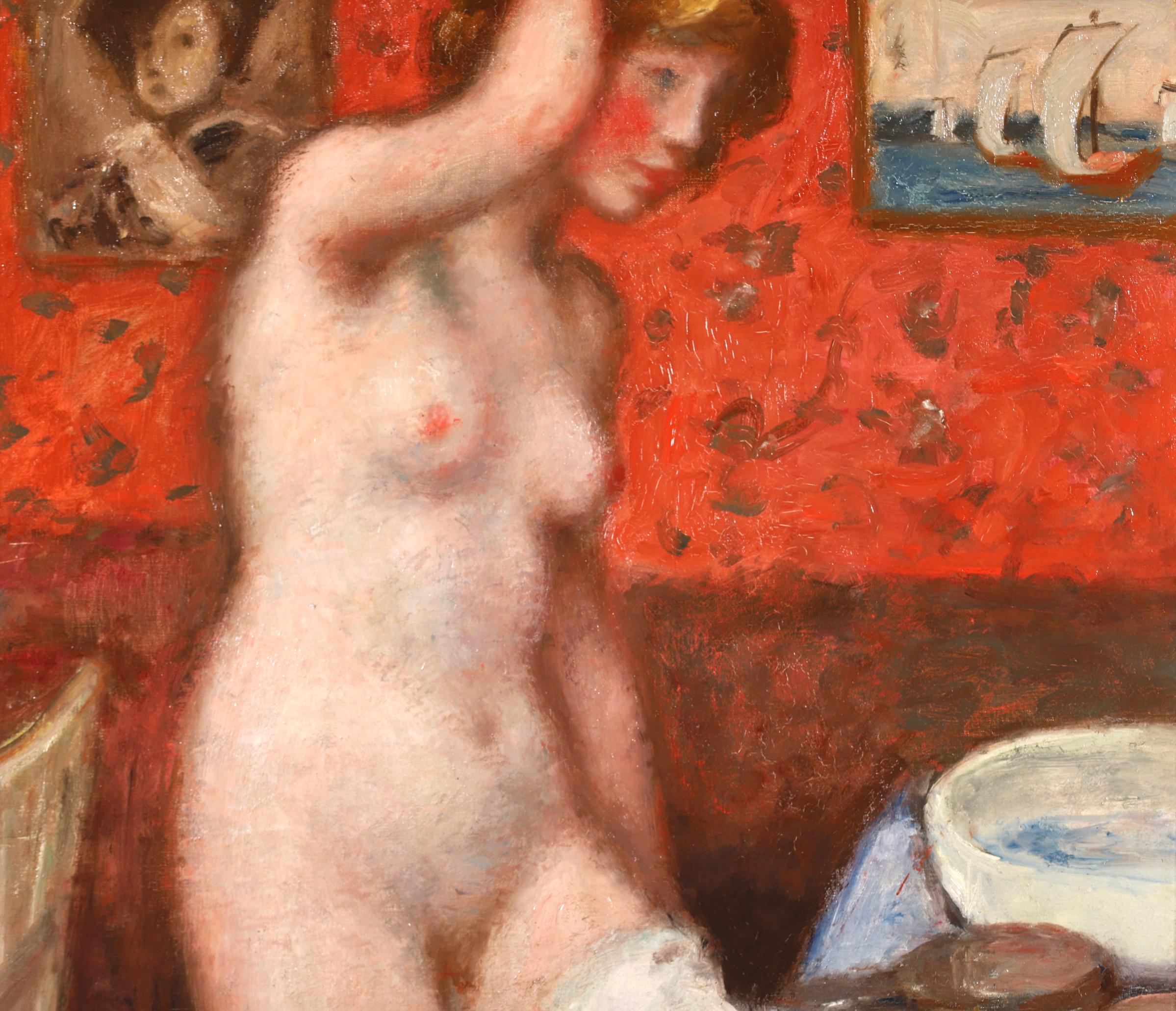 La Toilette - Post-Impressionist Nude Oil Painting by Georges D'Espagnat For Sale 3