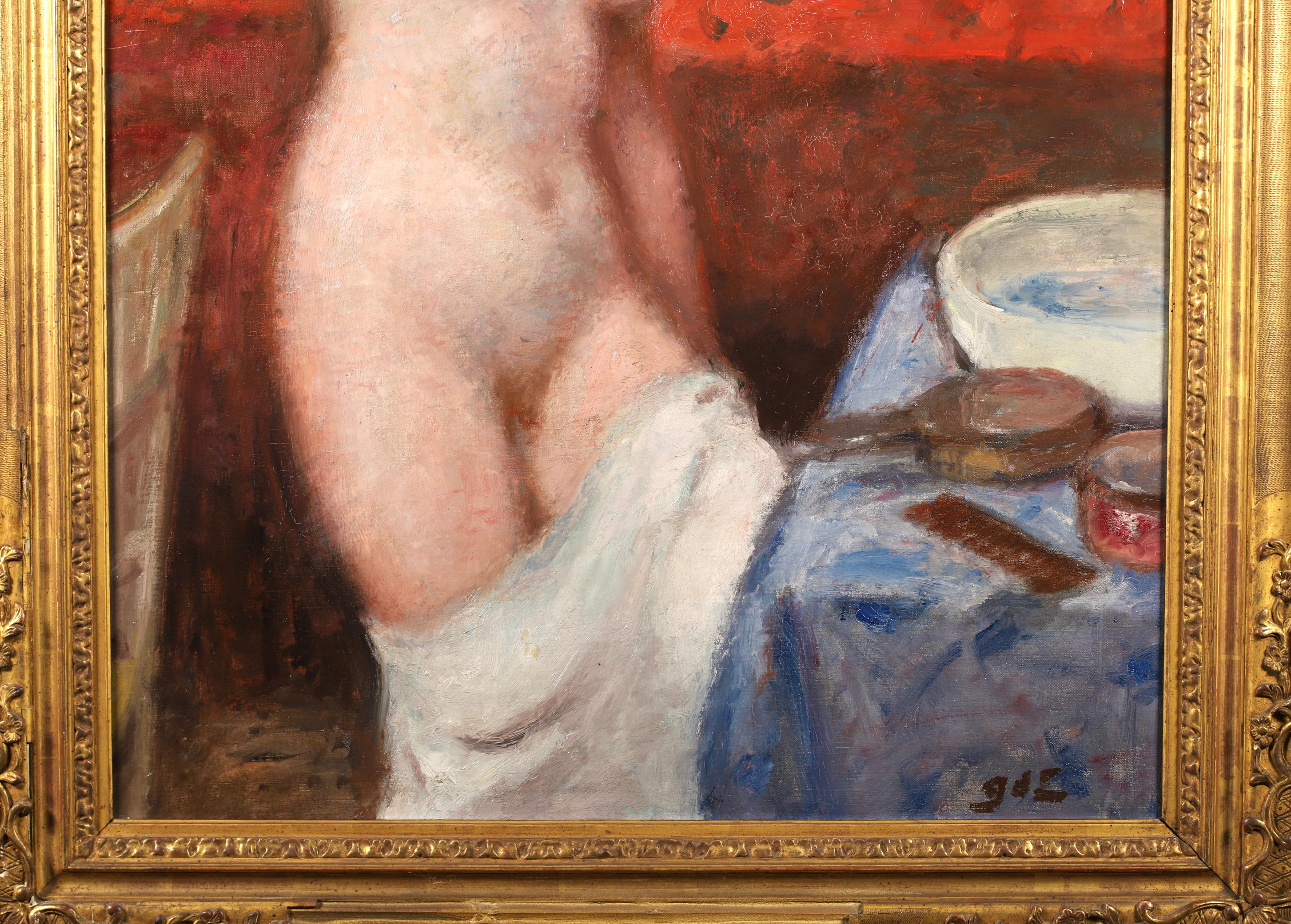 La Toilette - Post-Impressionist Nude Oil Painting by Georges D'Espagnat For Sale 6