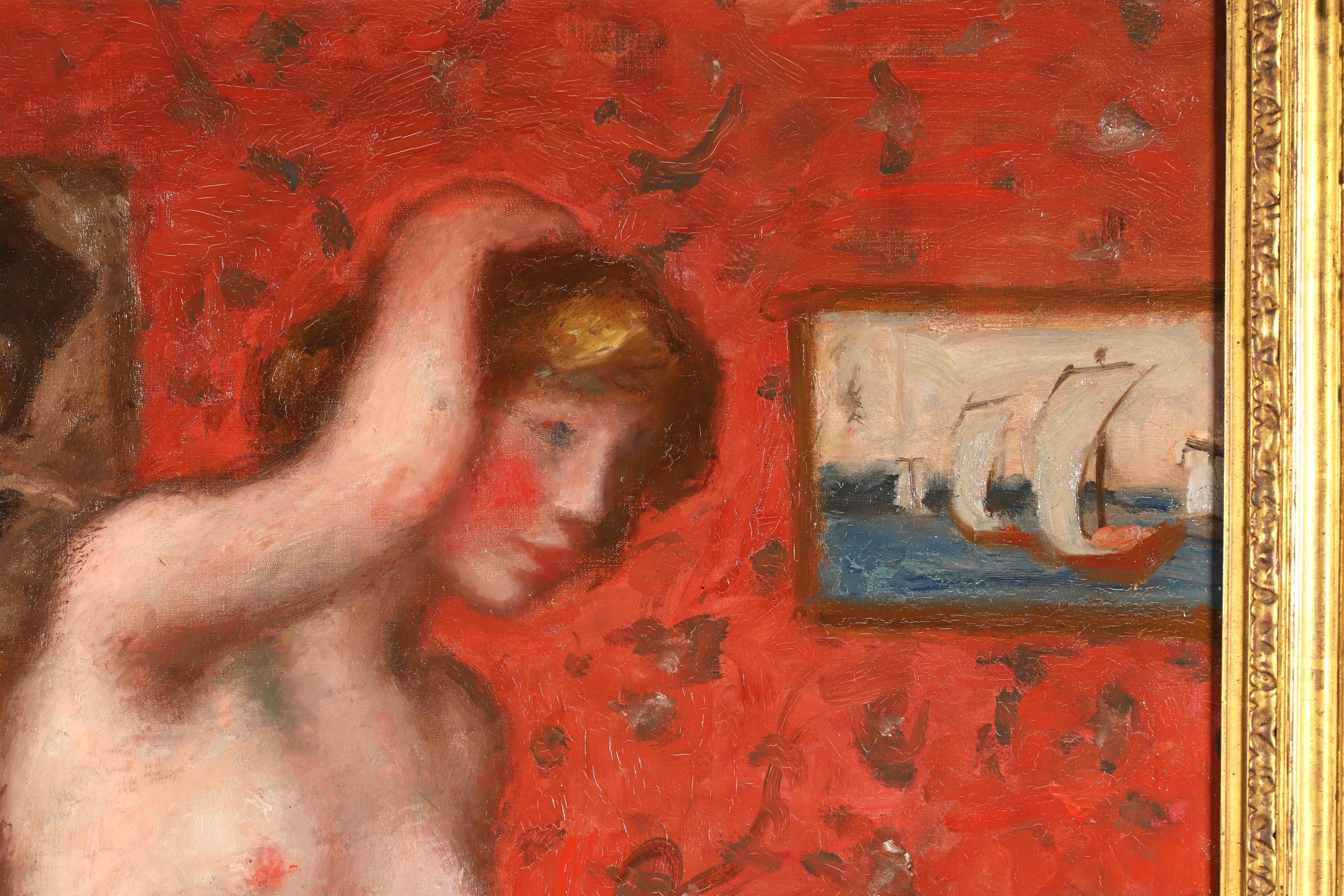 La Toilette - Post-Impressionist Nude Oil Painting by Georges D'Espagnat For Sale 7