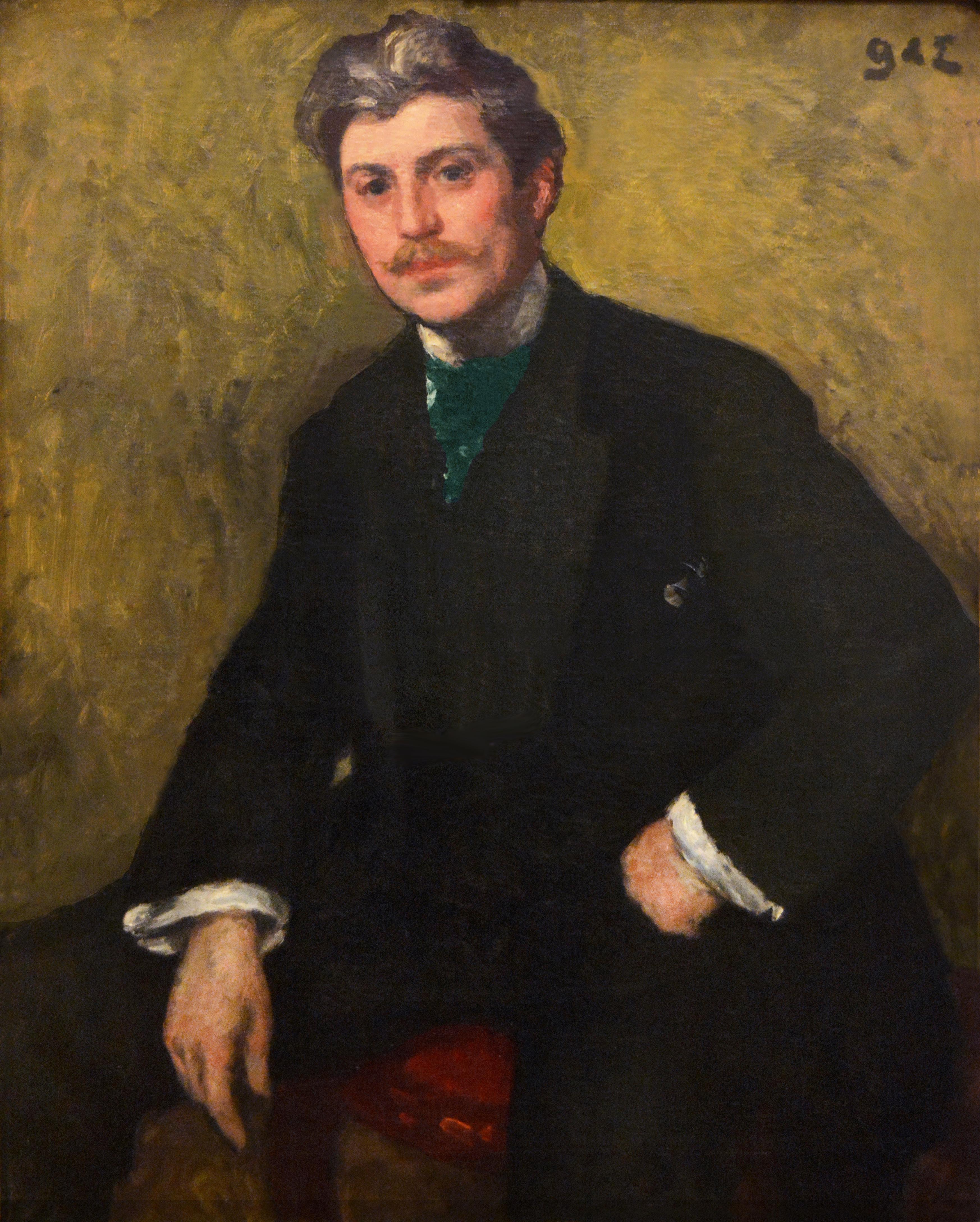 L'Homme assis - Painting di Georges D'Espagnat