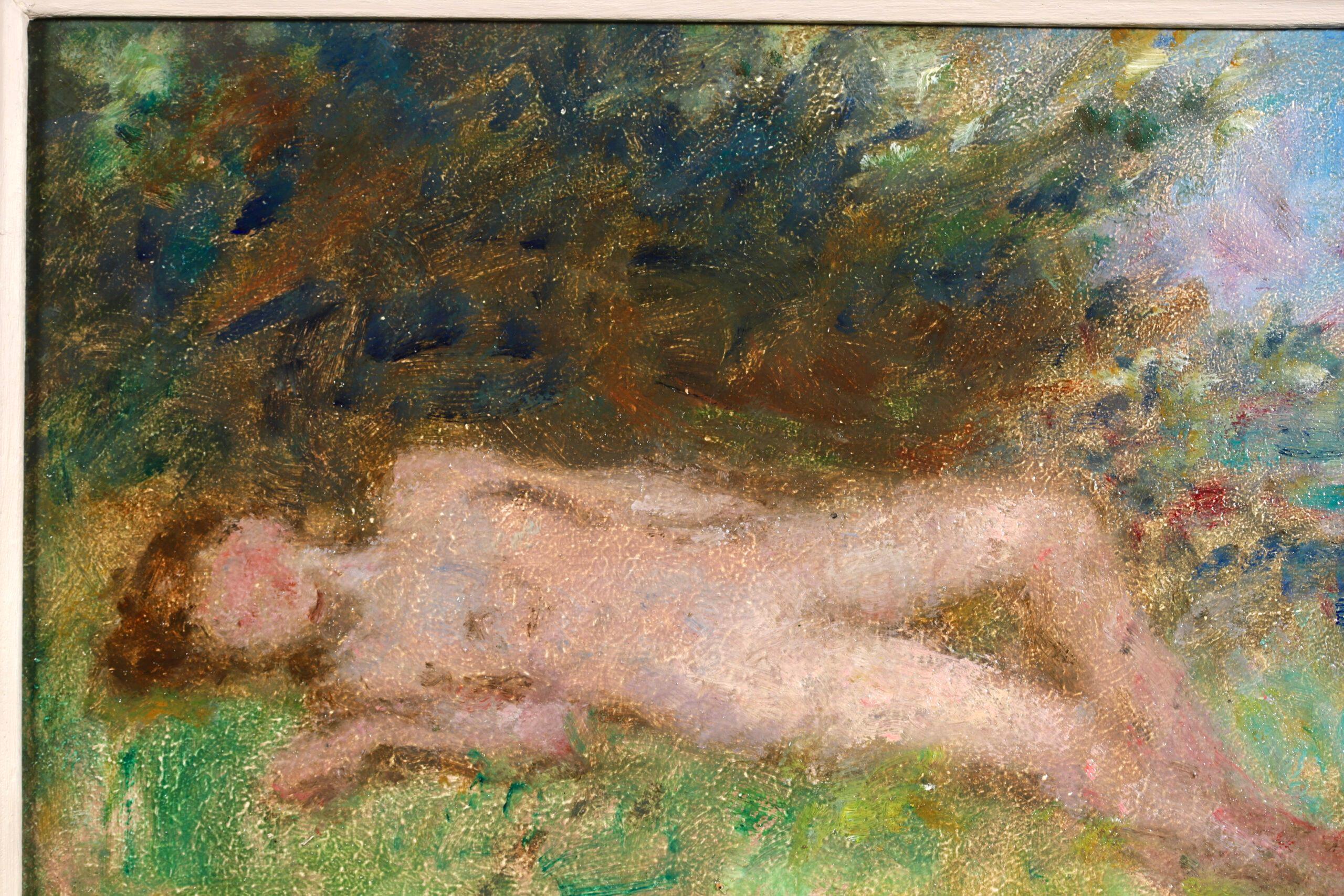 Nu allonge - Post Impressionist Nude Figurative Oil - Georges D'Espagnat For Sale 2