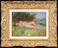 Antique Nu allonge - Post Impressionist Nude Figurative Oil - Georges D'Espagnat