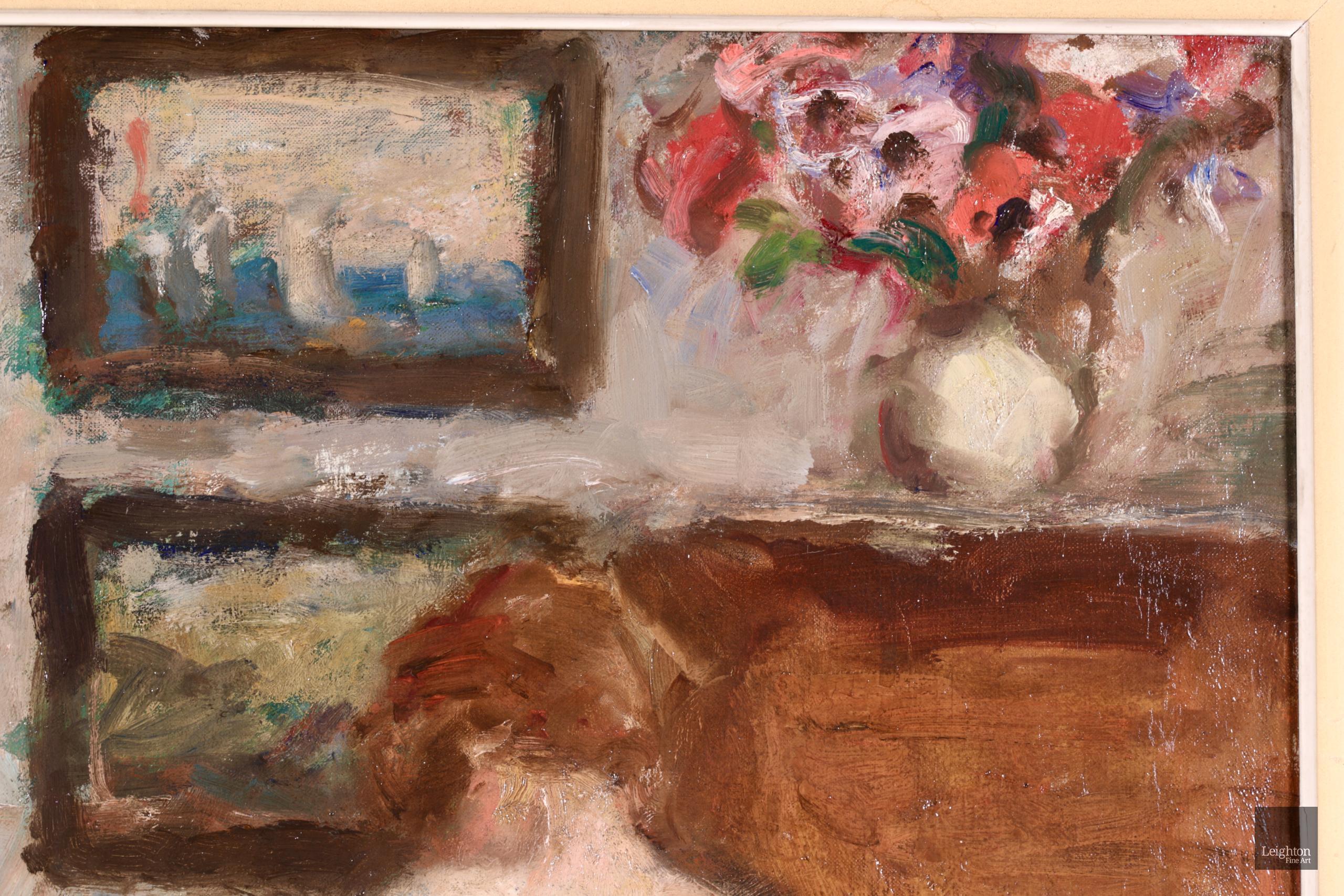 Nu avec des fleurs - Huile post-impressionniste, nu et fleurs - Georges D'Espagnat en vente 2