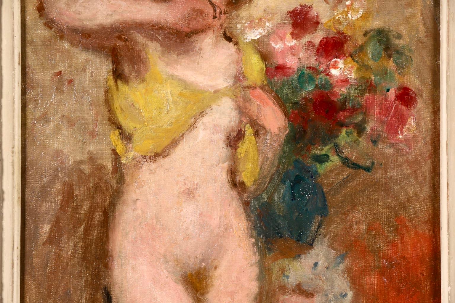 Nu avec des fleurs – Postimpressionistisches Ölgemälde, Akt und Blumen – Georges D'Espagnat im Angebot 4
