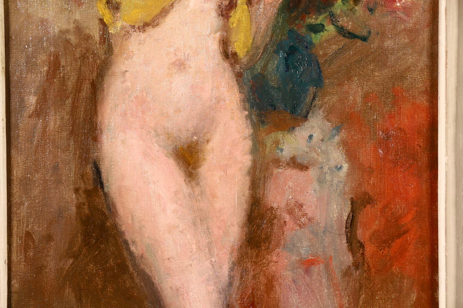 Nu avec des fleurs - Post-Impressionist Oil, Nude & Flowers - Georges D'Espagnat For Sale 2