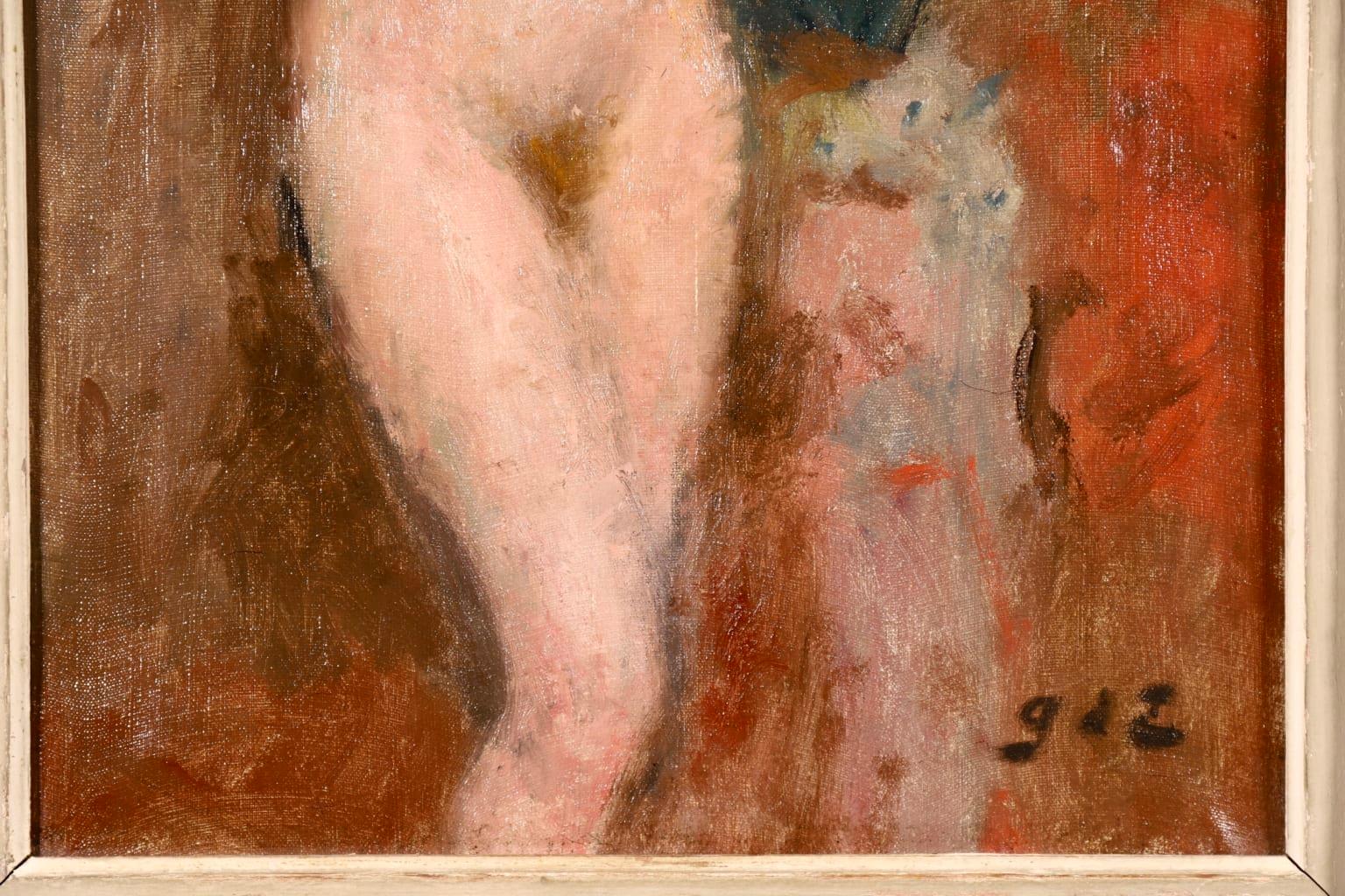 Nu avec des fleurs - Post-Impressionist Oil, Nude & Flowers - Georges D'Espagnat For Sale 4