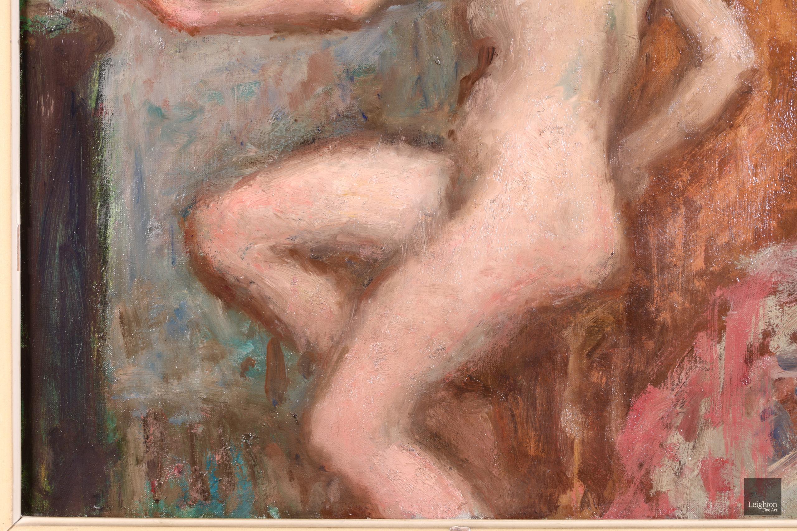 Nu avec des fleurs - Post-Impressionist Oil, Nude & Flowers - Georges D'Espagnat For Sale 5