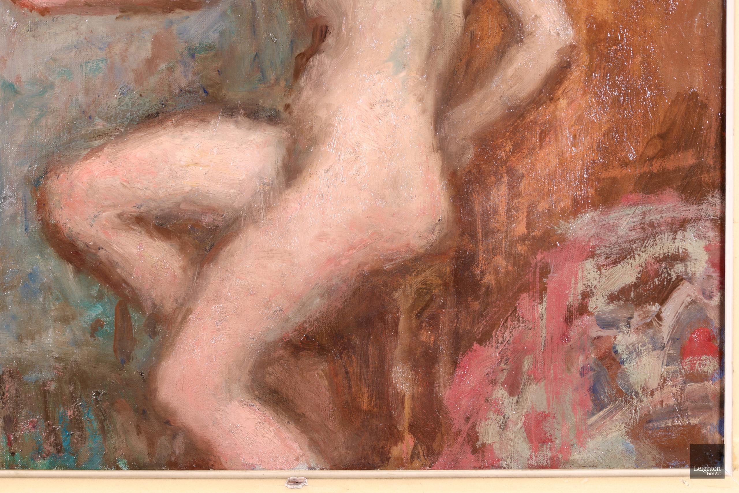 Nu avec des fleurs - Huile post-impressionniste, nu et fleurs - Georges D'Espagnat en vente 7