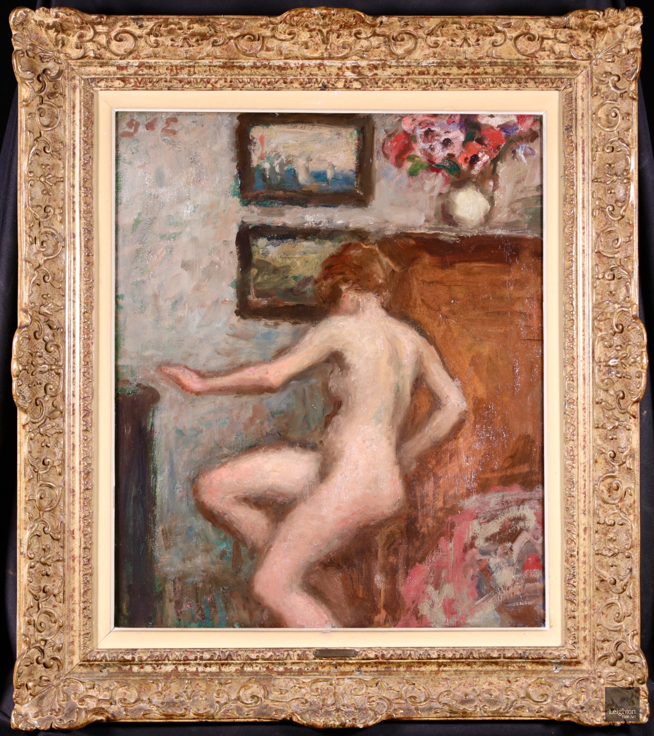 Nu avec des fleurs - Post-Impressionist Oil, Nude & Flowers - Georges D'Espagnat