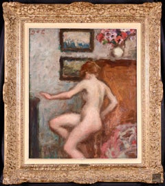 Nu avec des fleurs - Post-Impressionist Oil, Nude & Flowers - Georges D'Espagnat