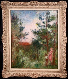 Antique Orchard - Post-Impressionist Oil, Figures in Landscape by Georges D'Espagnat