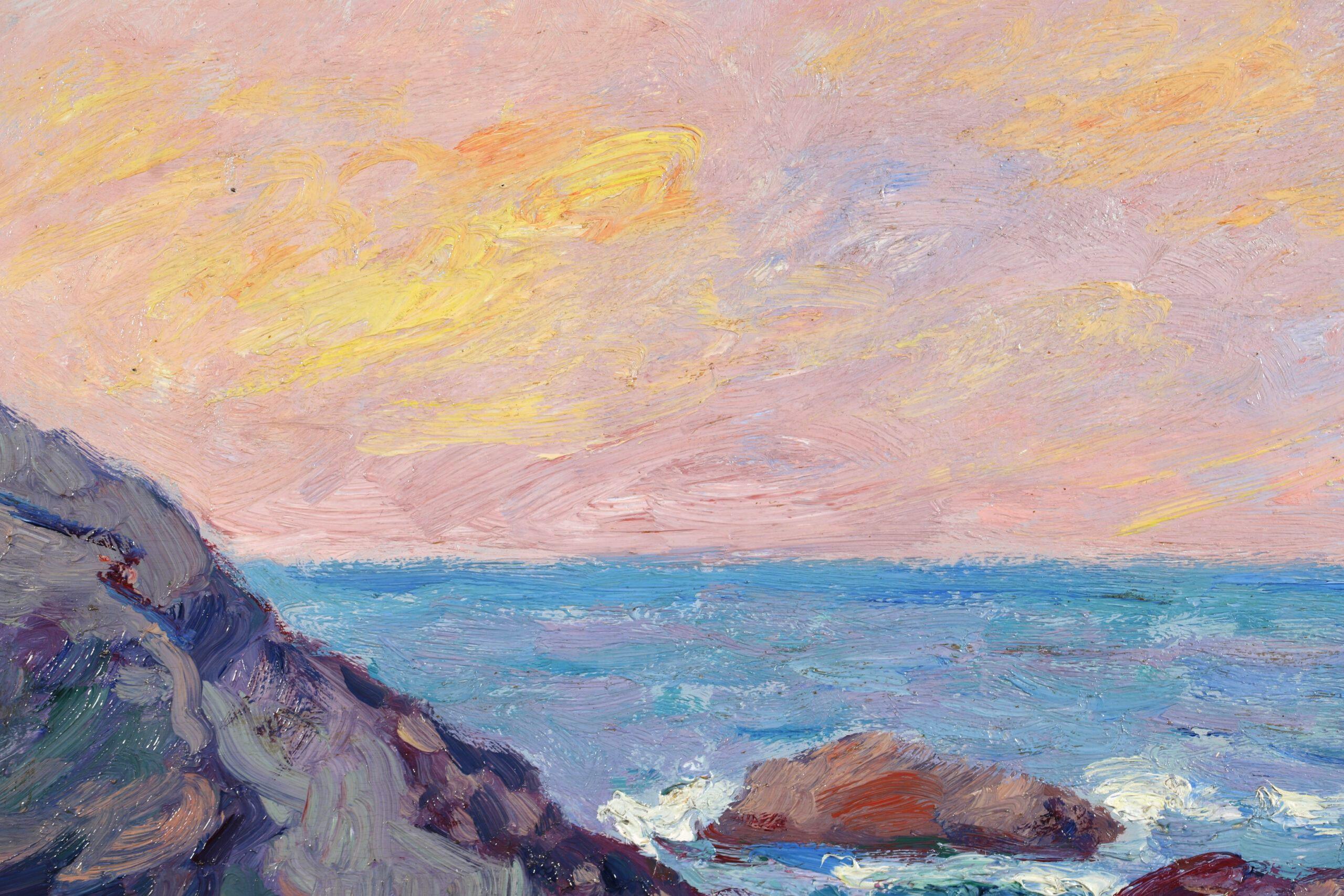 Plage a Belle Ile - Post Impressionist Landscape Oil by Georges D'Espagnat For Sale 2