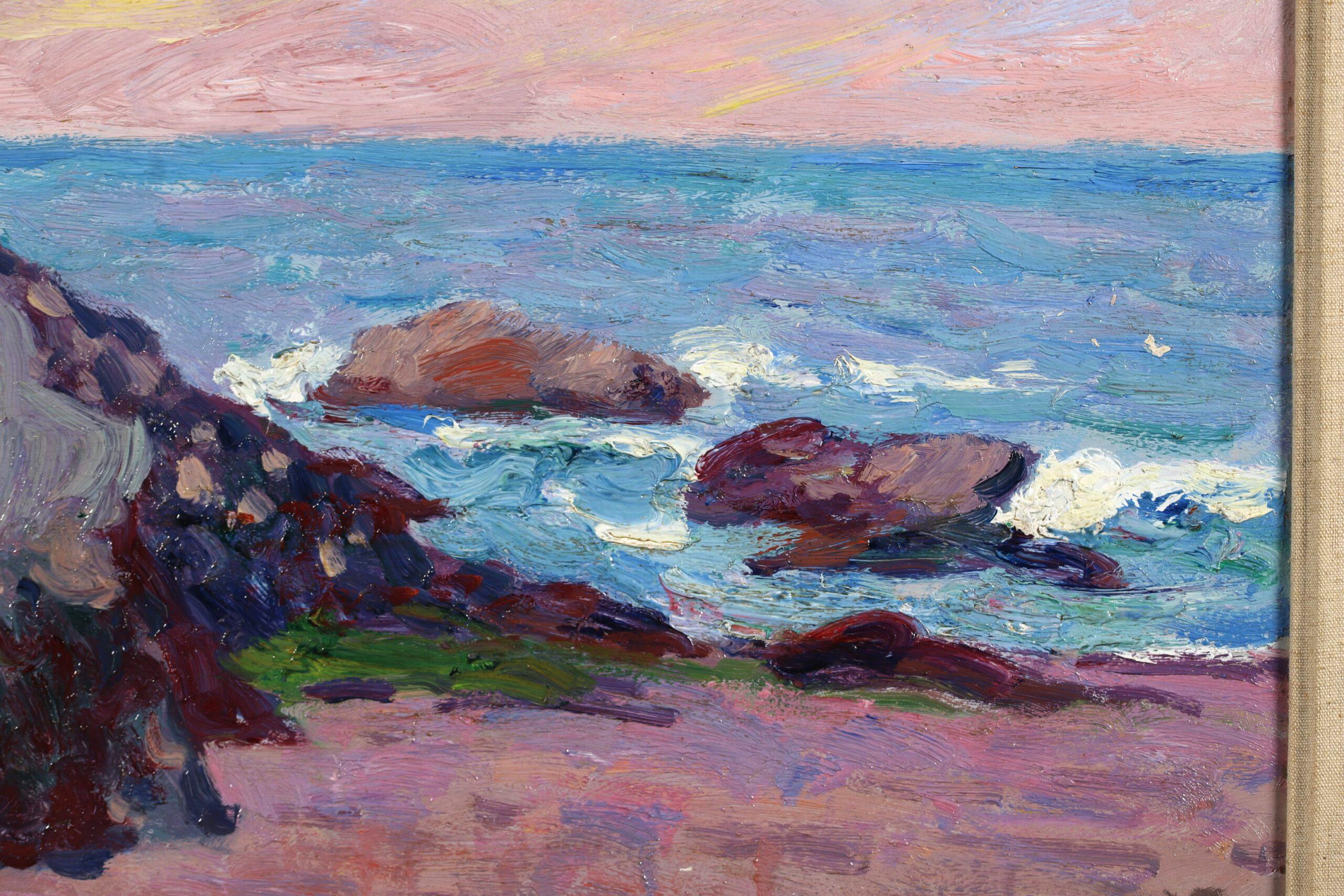 Plage a Belle Ile - Post Impressionist Landscape Oil by Georges D'Espagnat For Sale 4
