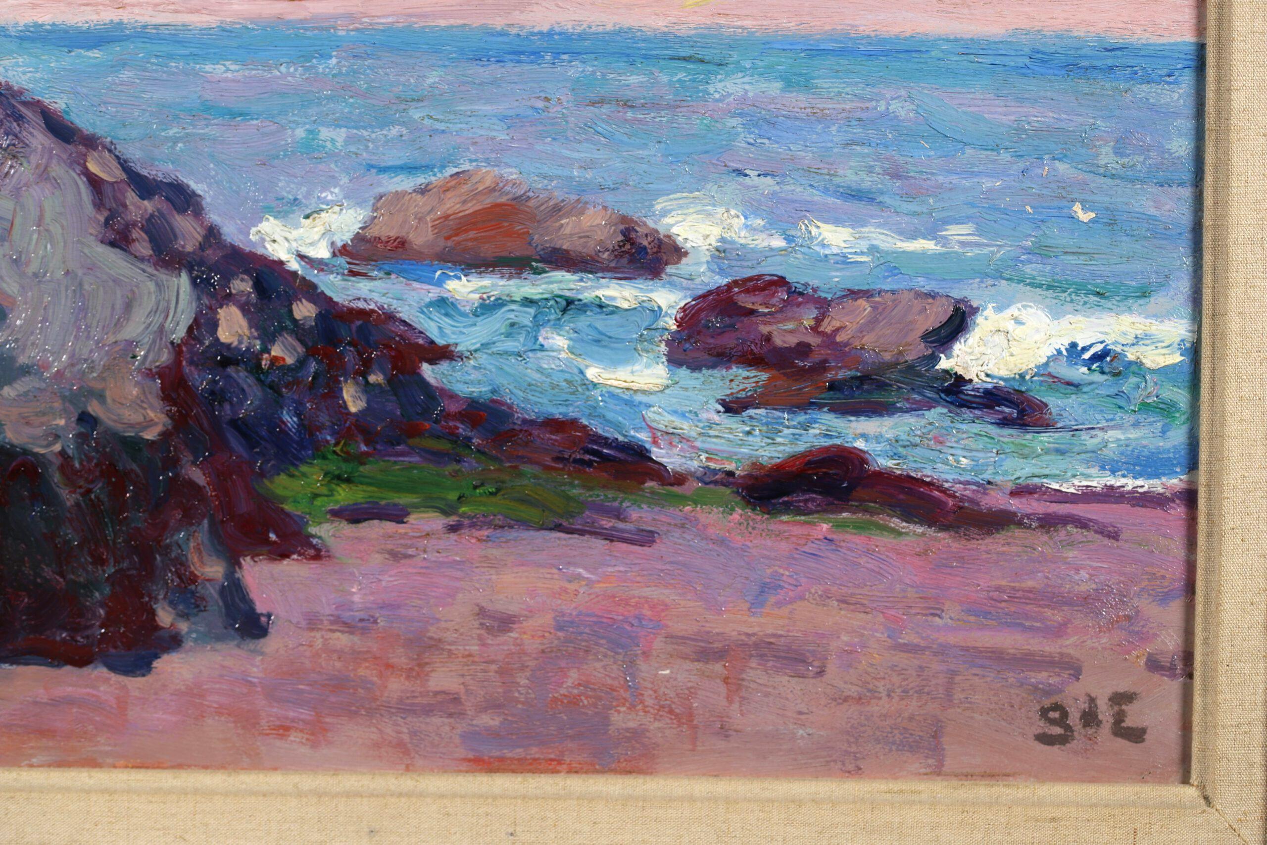 Plage a Belle Ile - Post Impressionist Landscape Oil by Georges D'Espagnat For Sale 5