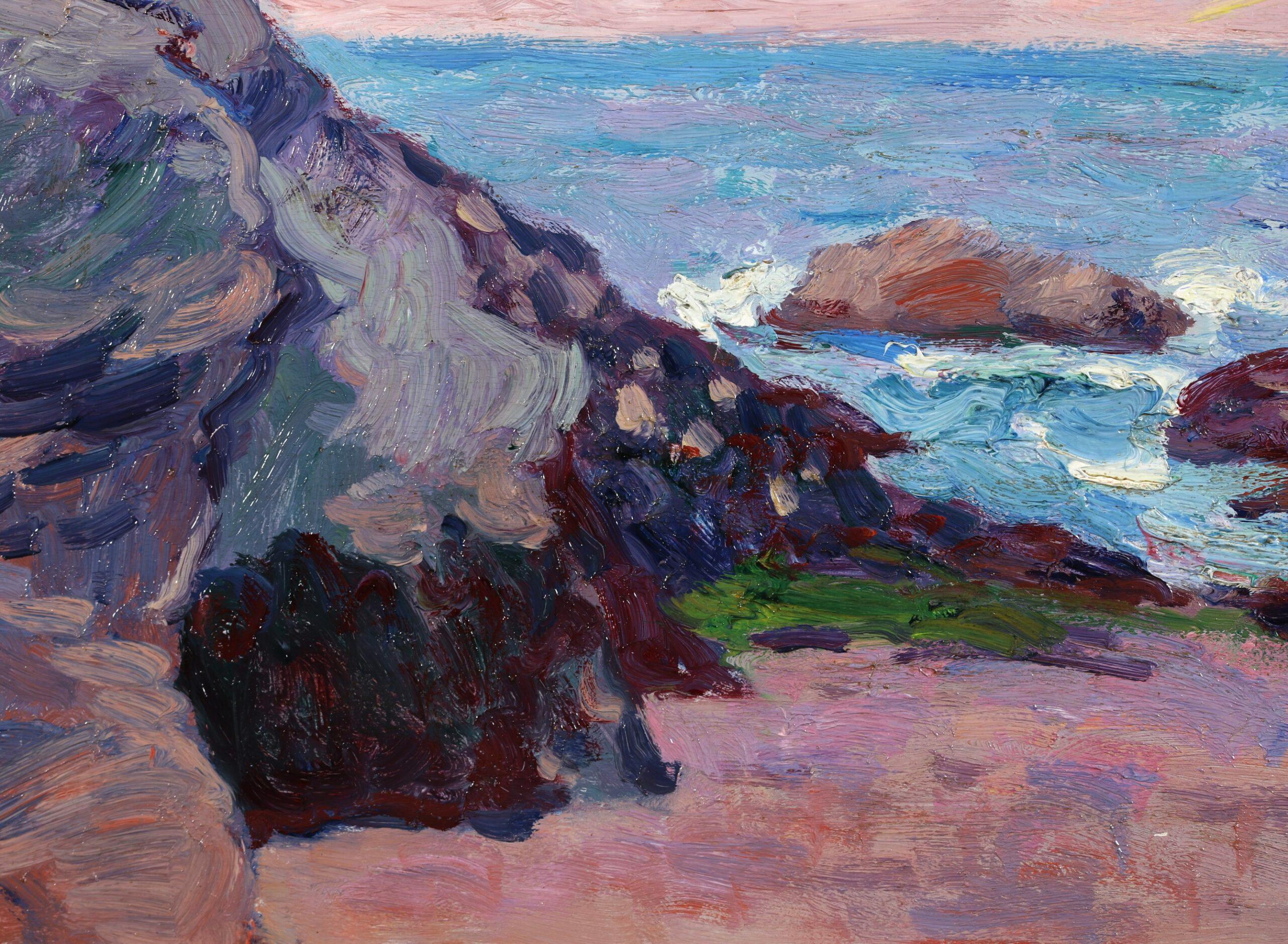 Plage a Belle Ile - Post Impressionist Landscape Oil by Georges D'Espagnat For Sale 6