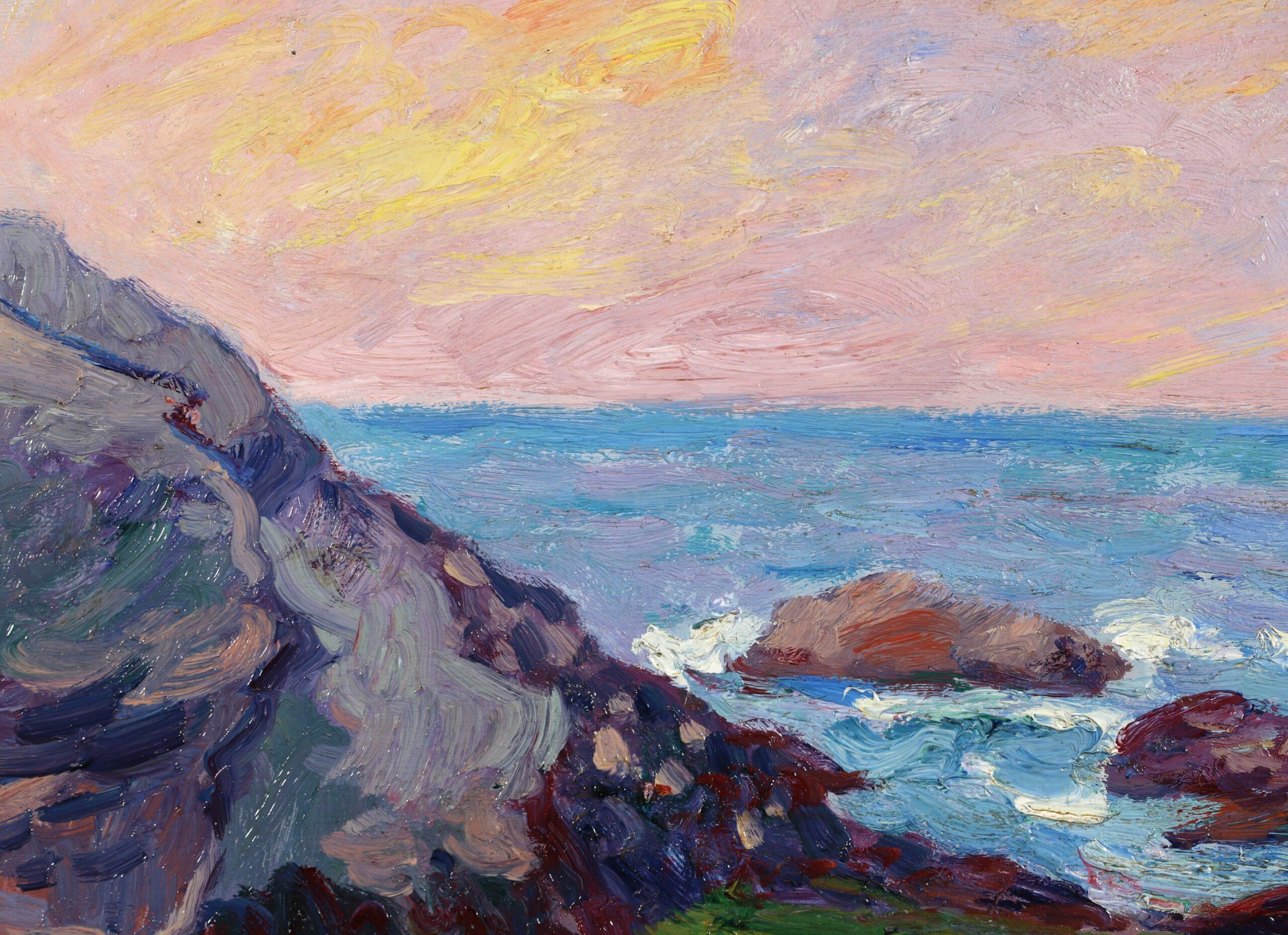 Plage a Belle Ile - Post Impressionist Landscape Oil by Georges D'Espagnat For Sale 7