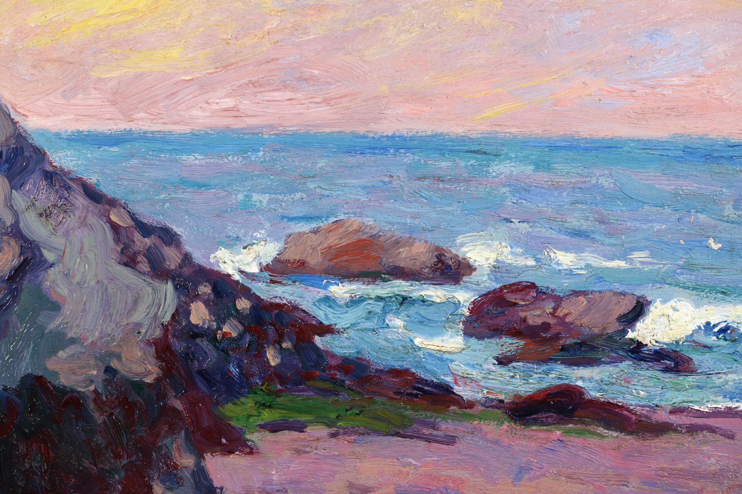 Plage a Belle Ile - Post Impressionist Landscape Oil by Georges D'Espagnat For Sale 8