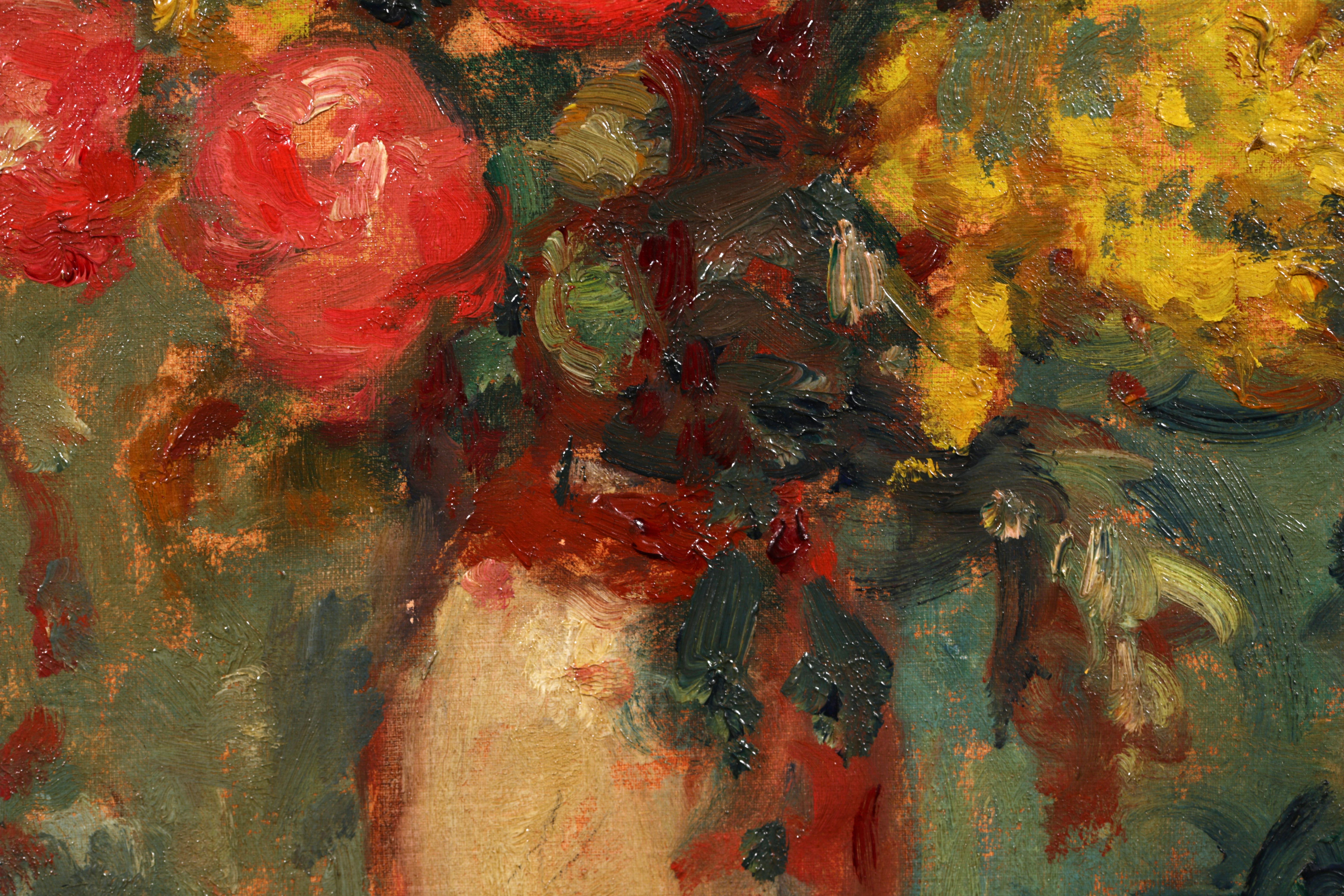 Vase de Fleurs - Post Impressionist Still Life Oil Painting - Georges D'Espagnat For Sale 5