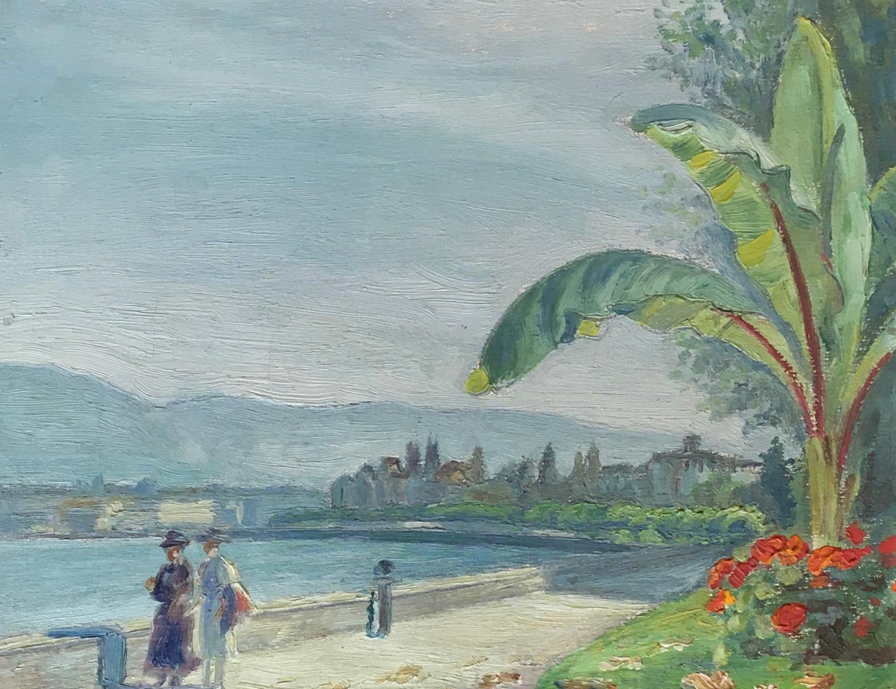 Georges Djakeli Landscape Painting - Stroll by the lake