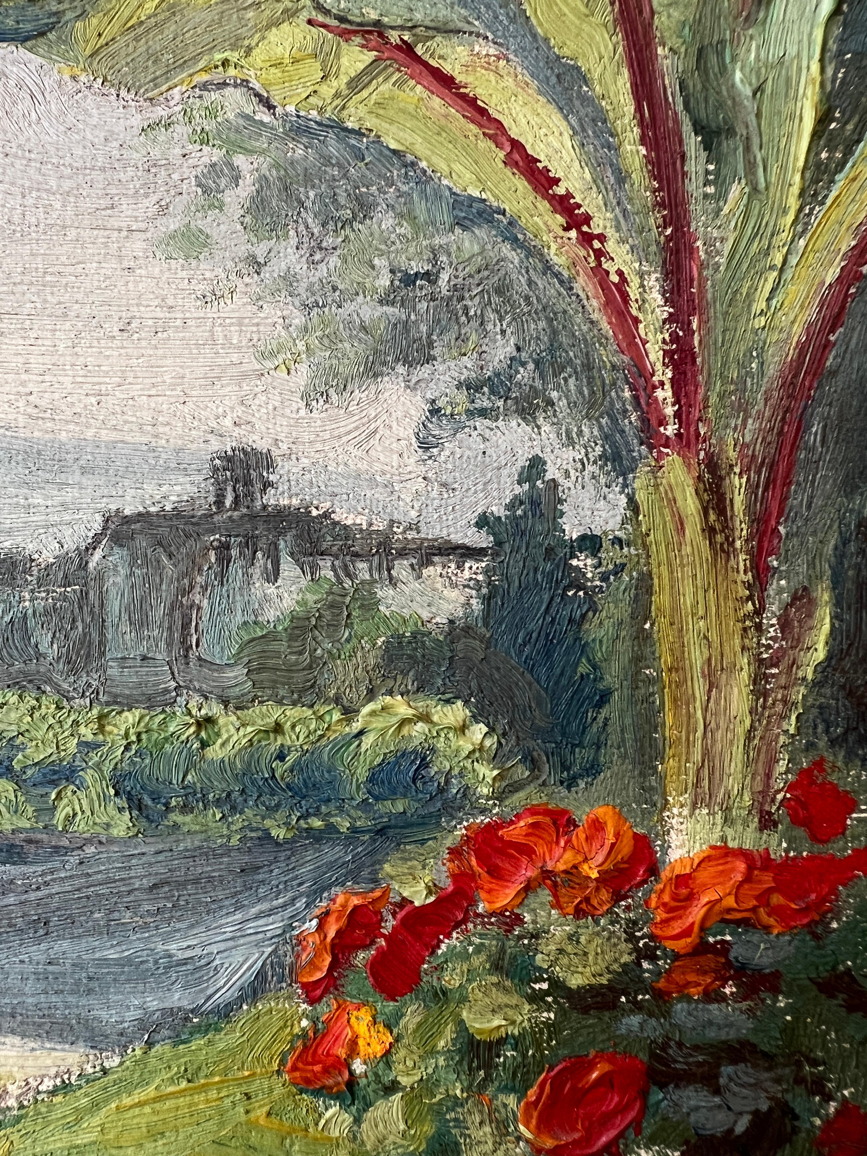 Spaziergang am Genfer See (Grau), Landscape Painting, von Georges Djakeli