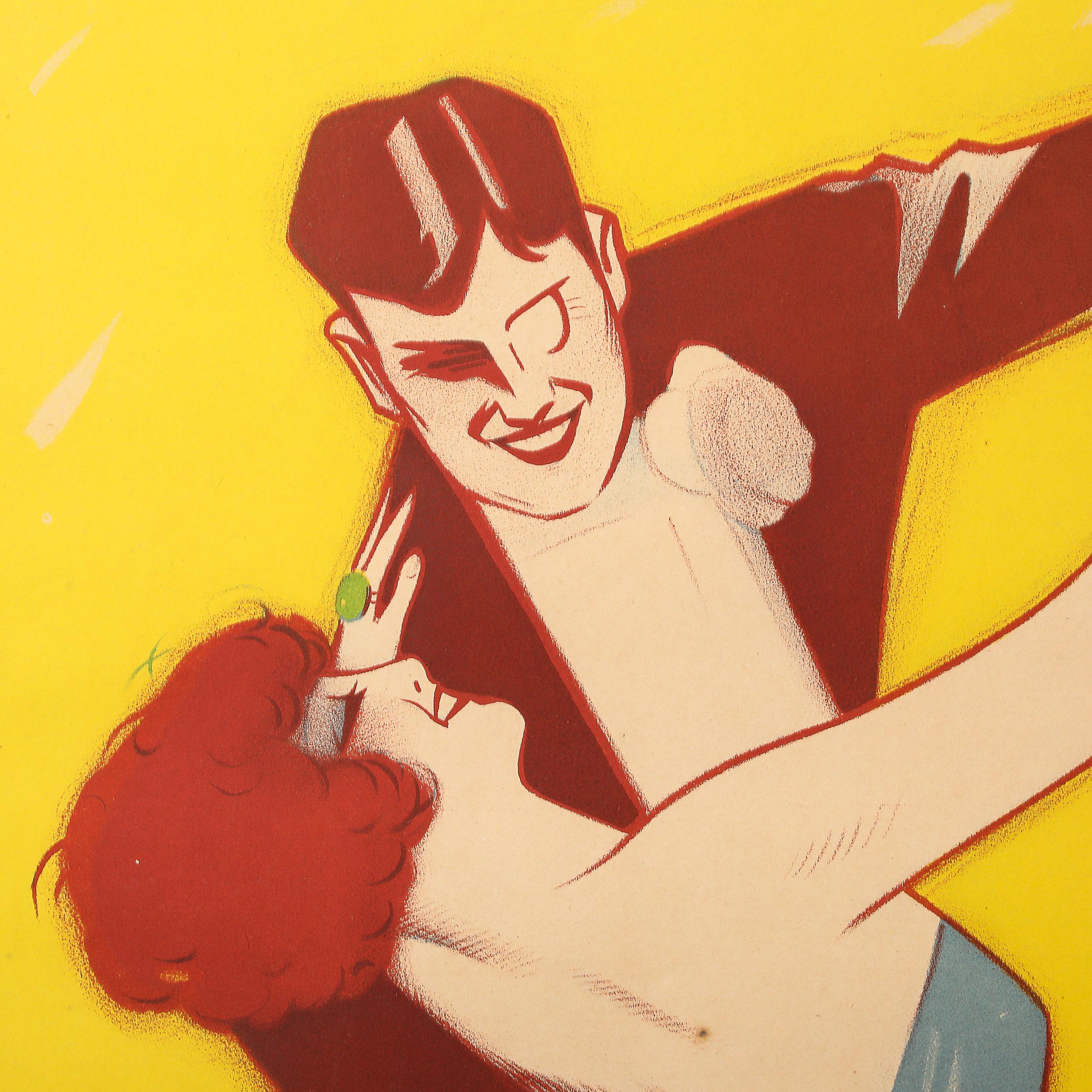 Art Deco La Veuve Joyeuse 1936 Original französisches Operettenplakat von Georges Dola im Angebot 3