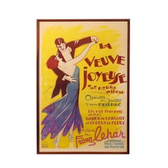 Art Deco La Veuve Joyeuse 1936 Poster originale dell'operetta francese di Georges Dola