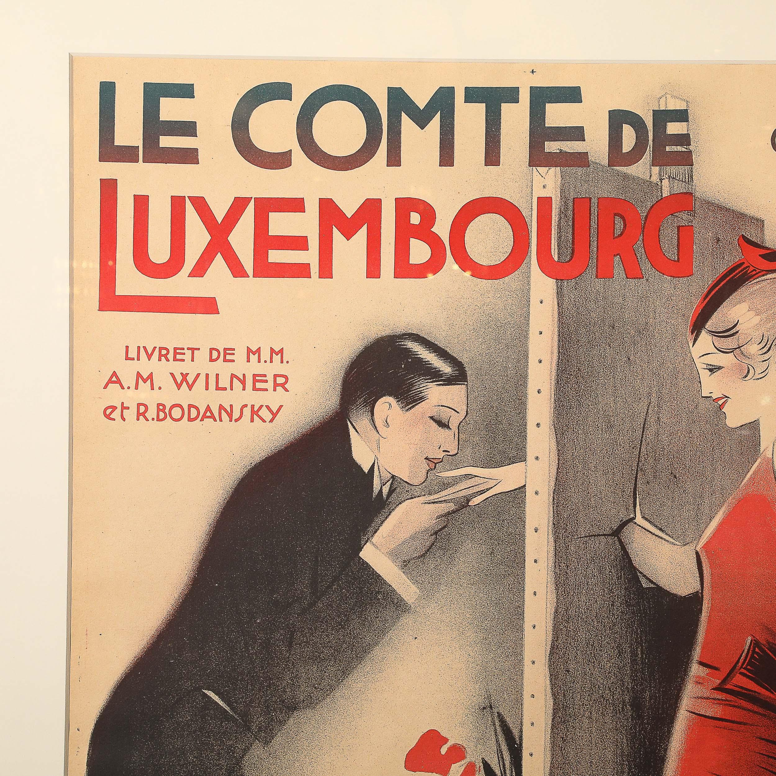 Art Deco Lithograph Poster Franz Lehar, Le Comte de Luxembourg by Georges Dola For Sale 2