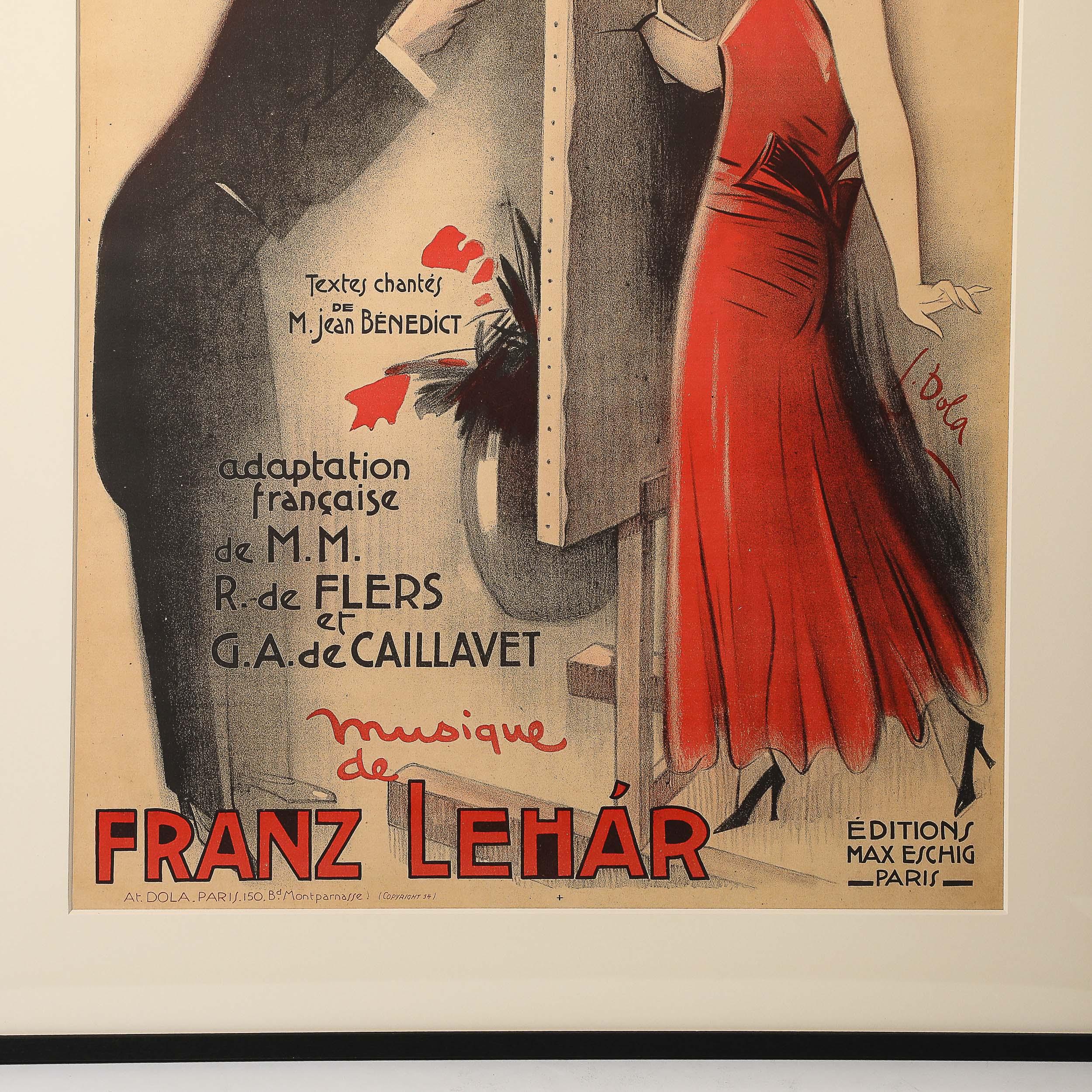 Art Deco Lithograph Poster Franz Lehar, Le Comte de Luxembourg by Georges Dola For Sale 5