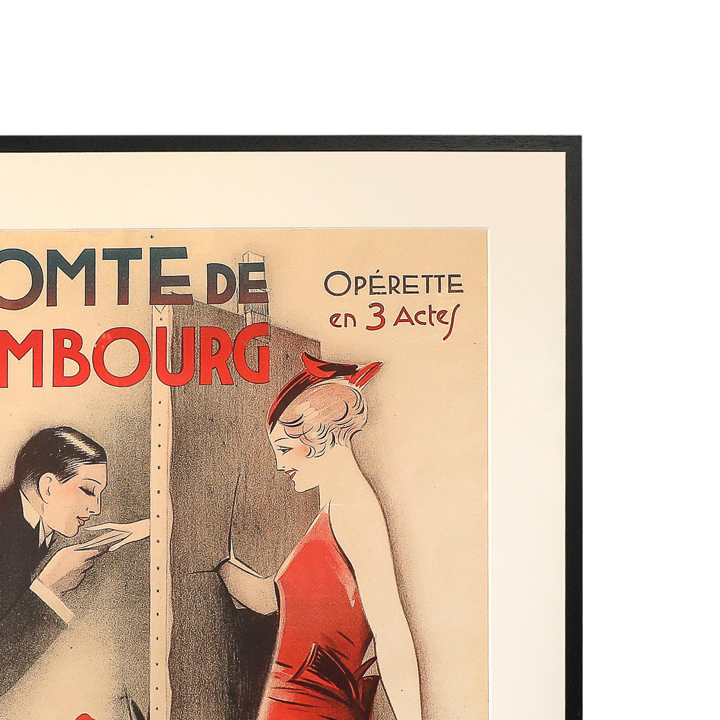 Art Deco Lithograph Poster Franz Lehar, Le Comte de Luxembourg by Georges Dola For Sale 6
