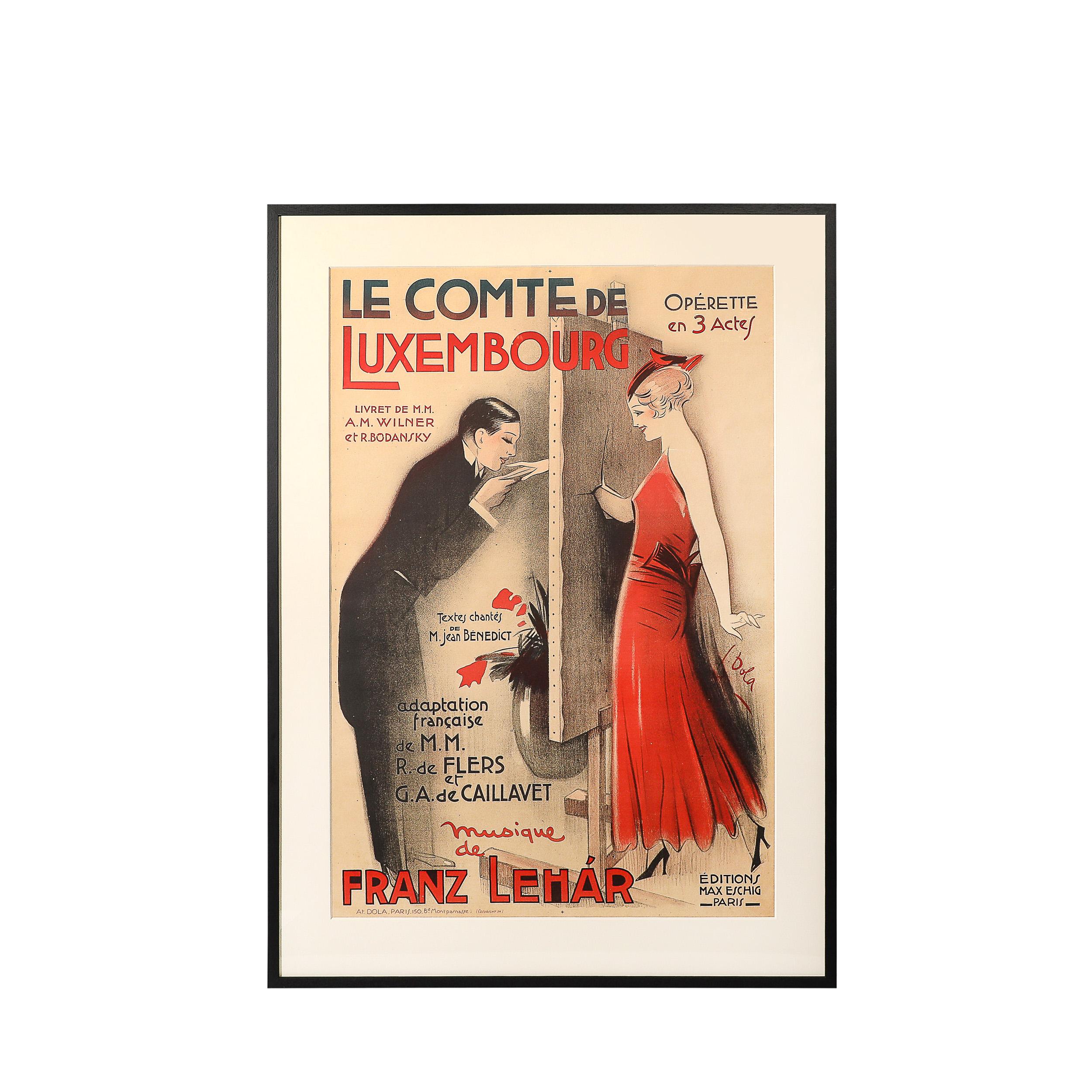 Affiche lithographique Art déco Franz Lehar, Le Comte de Luxembourg par Georges Dola