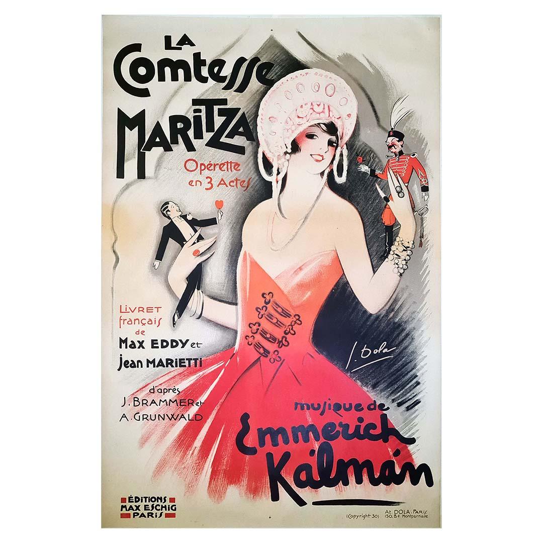 Originalplakat von Georges Dola für die Oper „Die Gräfin Maritza“ von 1930 im Angebot 1