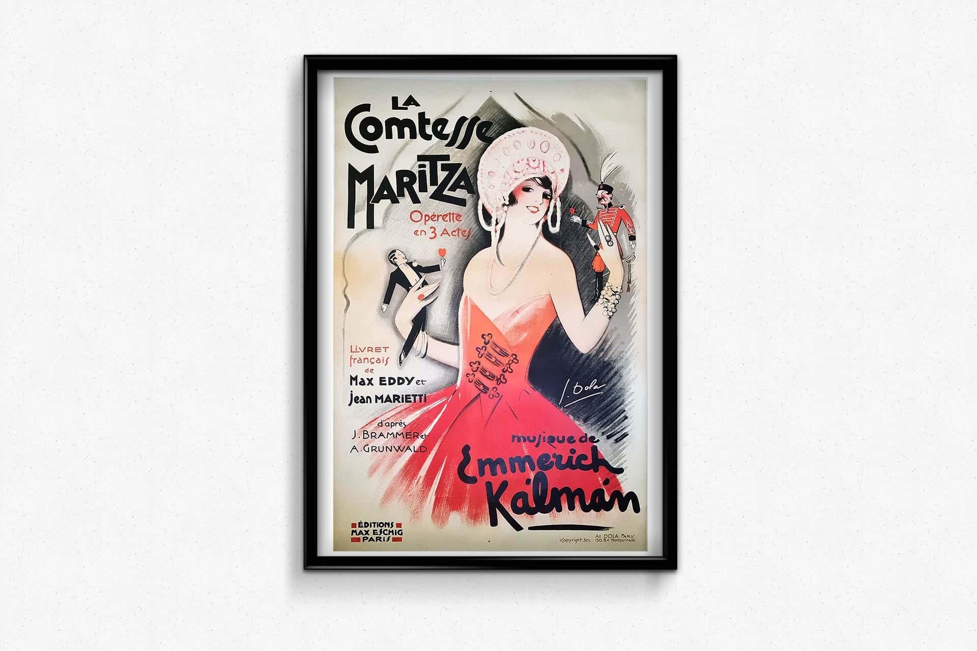 Affiche originale de 1930 de Georges Dola pour l'opérette La comtesse Maritza en vente 1