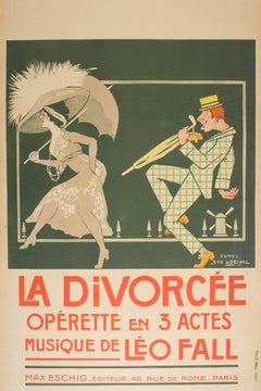 Original-Vintage-Poster „La Divorcee“ von Georges Dorival, Französische Operetta 1911