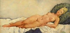 Georges Duc — Nu allongé — Huile sur panneau — XIXe-XXe siècle