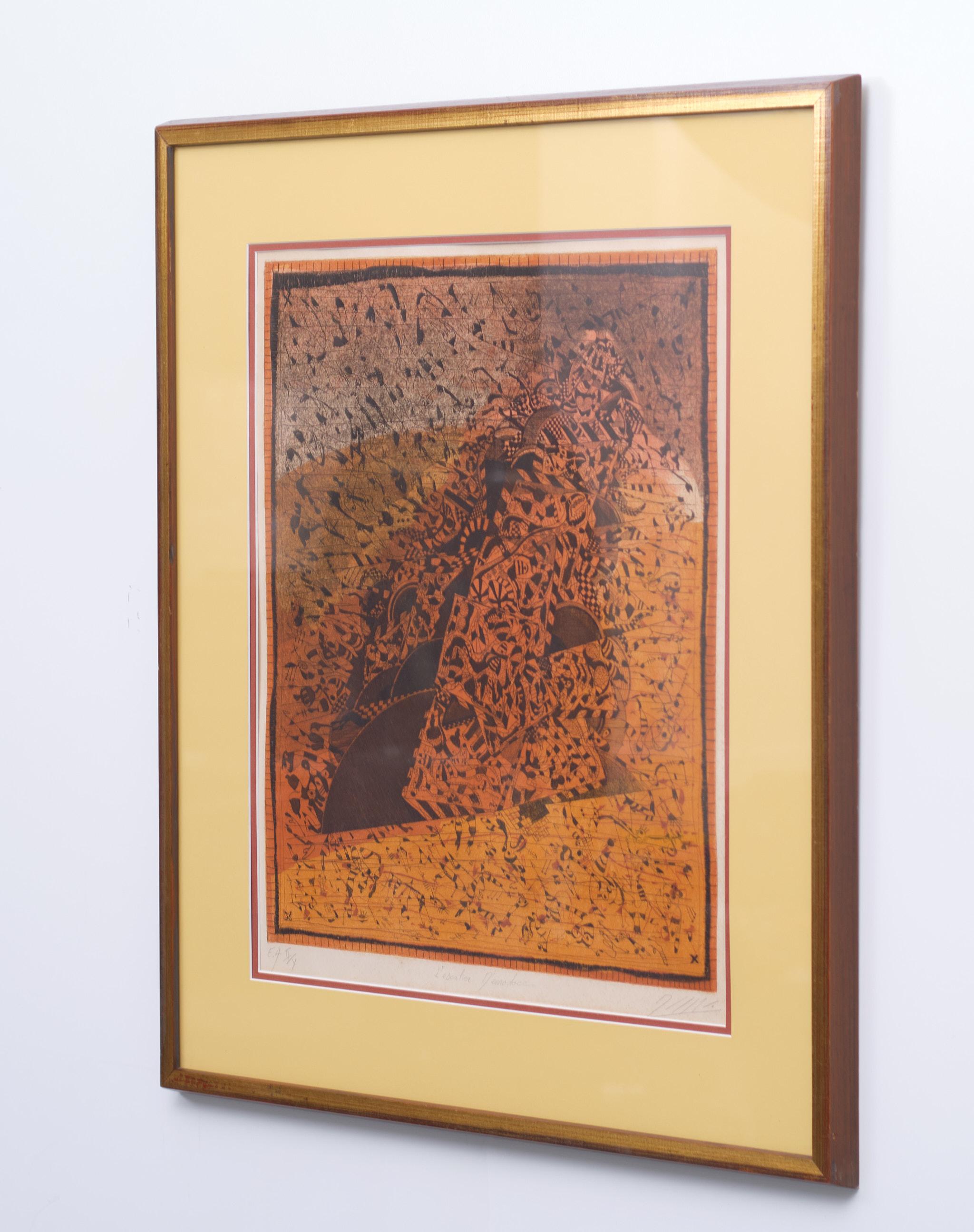 Expressionist Georges Dussau Etching Aquatint 1975 For Sale
