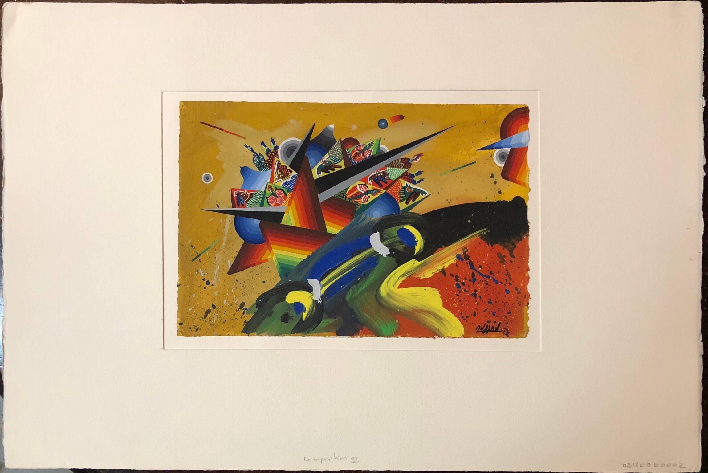 French Surrealist Colorful Futurist Abstract Painting Composition III For Sale 1