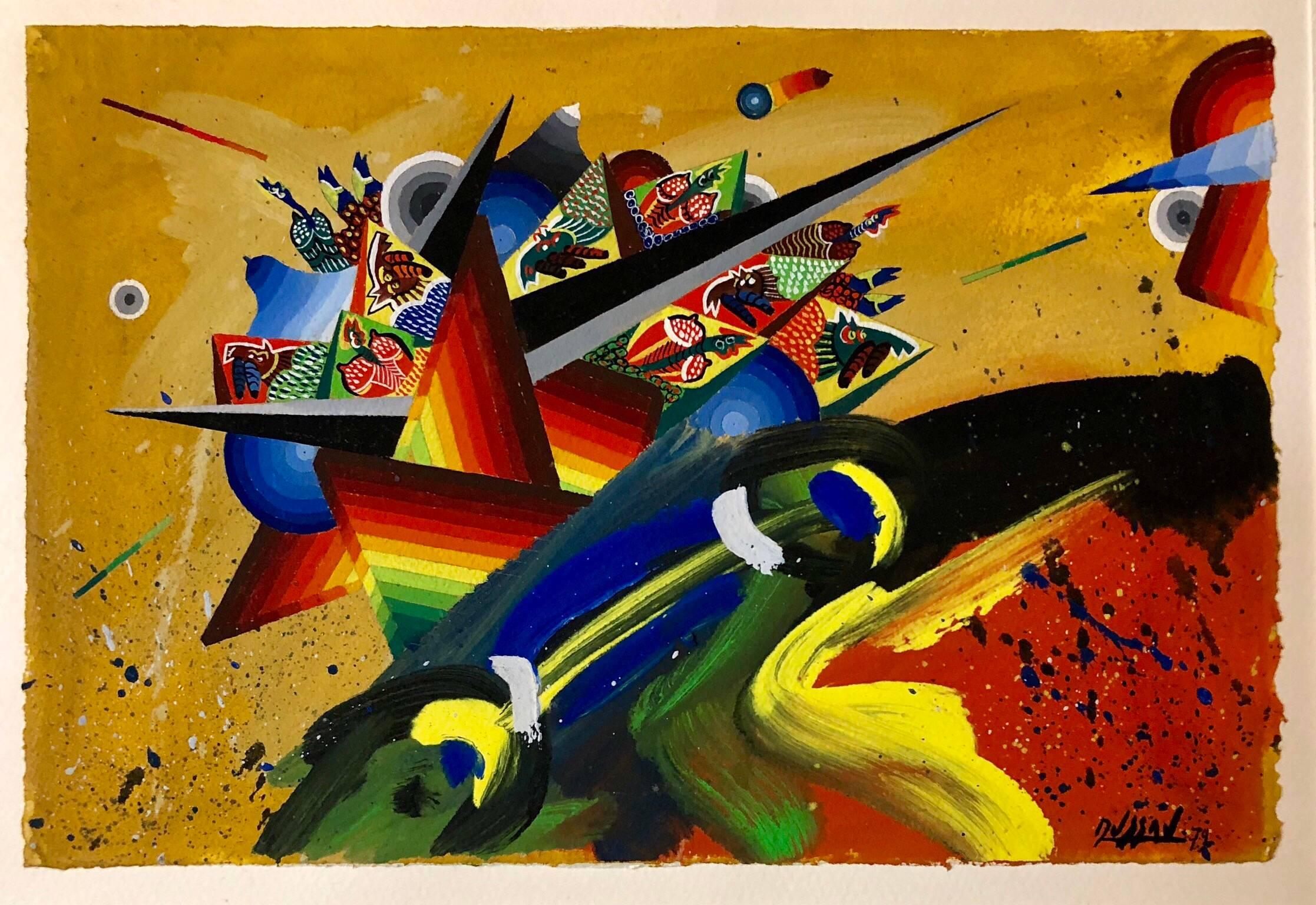 Composition de peinture abstraite surréaliste et colorée française de style futuriste III
