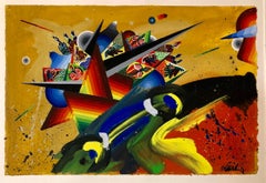 Peinture abstraite surréaliste colorée futuriste française Composition III