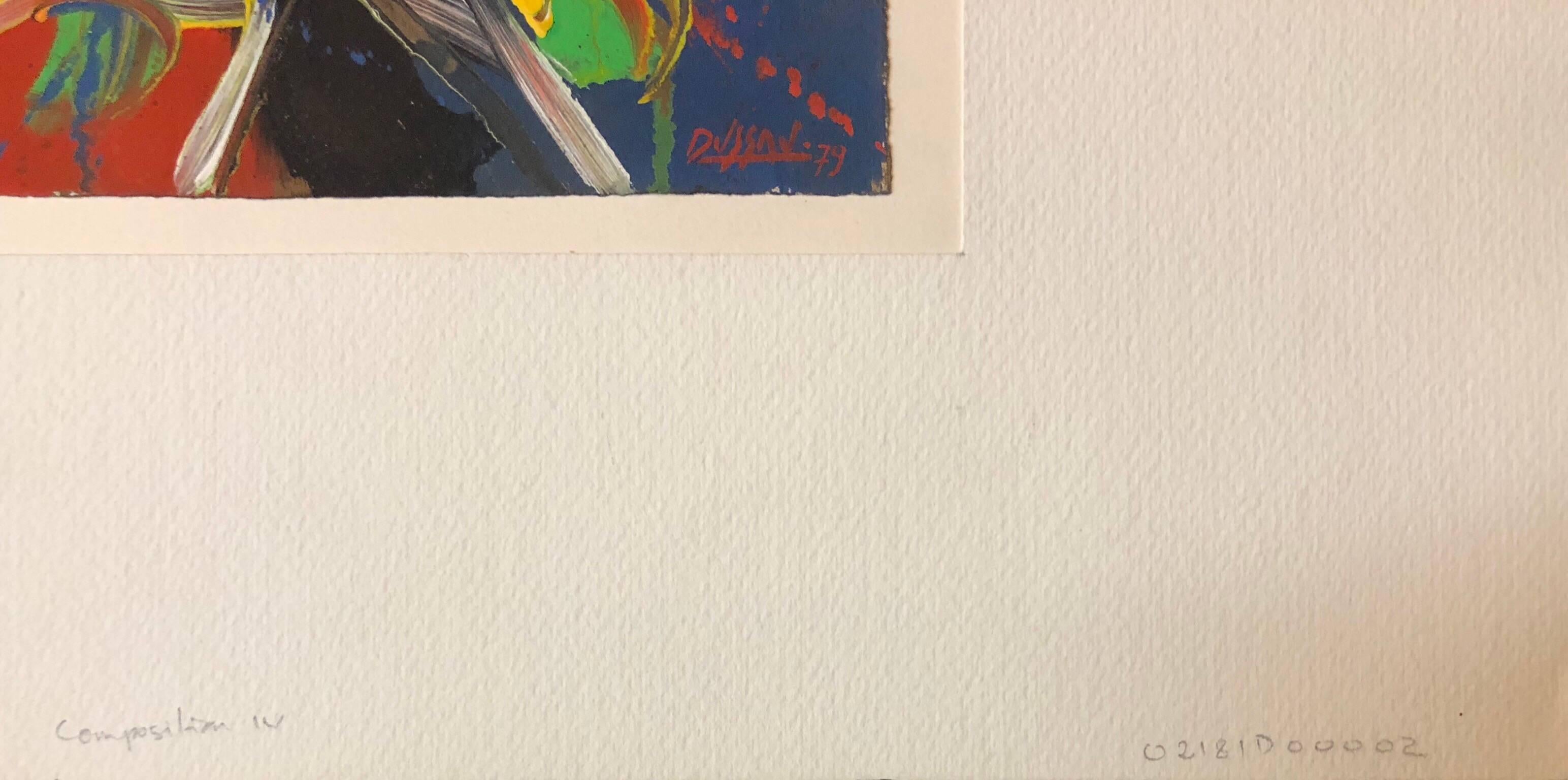Composition de peinture abstraite surréaliste et colorée française de style futuriste IV - Surréalisme Painting par Georges Dussau