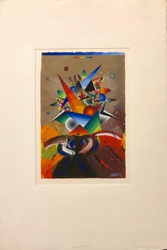 French Surrealist Colorful Futurist Abstract Painting Composition V