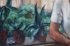Mid-Century Modern Large Portrait of a Woman in front of a Parisian Window