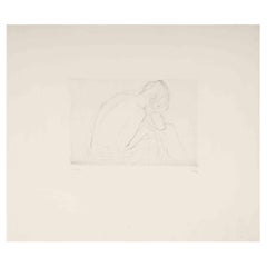 Nude von hinten – Original-Radierung von Georges Emile Capon – Mitte des 20. Jahrhunderts