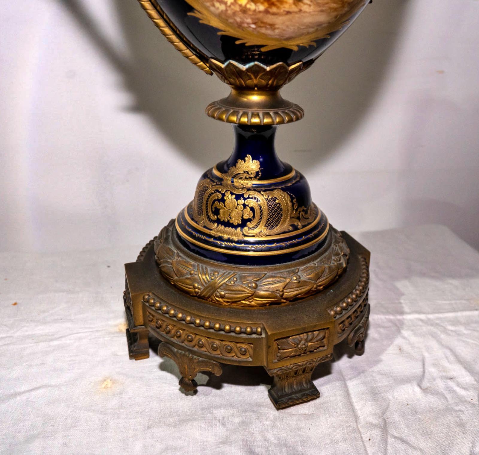 Georges Émile Poitevin Amazing Pair of Porcelain Amphoras Sevres, 19th Century For Sale 4
