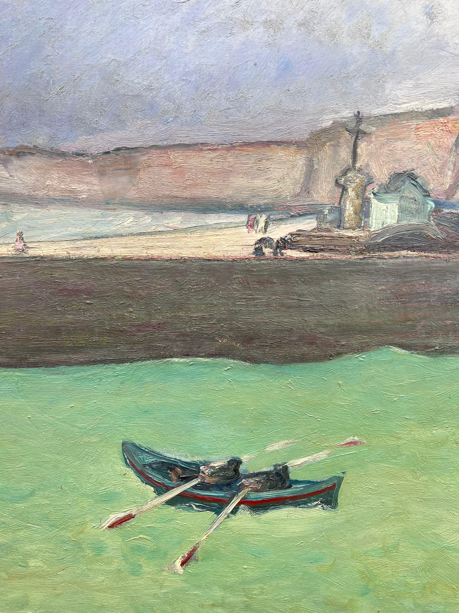 Hafen von Finistiere Großes französisches modernistisches Ölgemälde aus der Mitte des 20. (Braun), Landscape Painting, von Georges Eugène DELHOMME 
