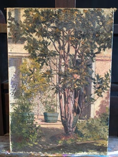 ‘Le Jardin’, Impressionist Landscape of Garden in France, Oil Painting, Signed