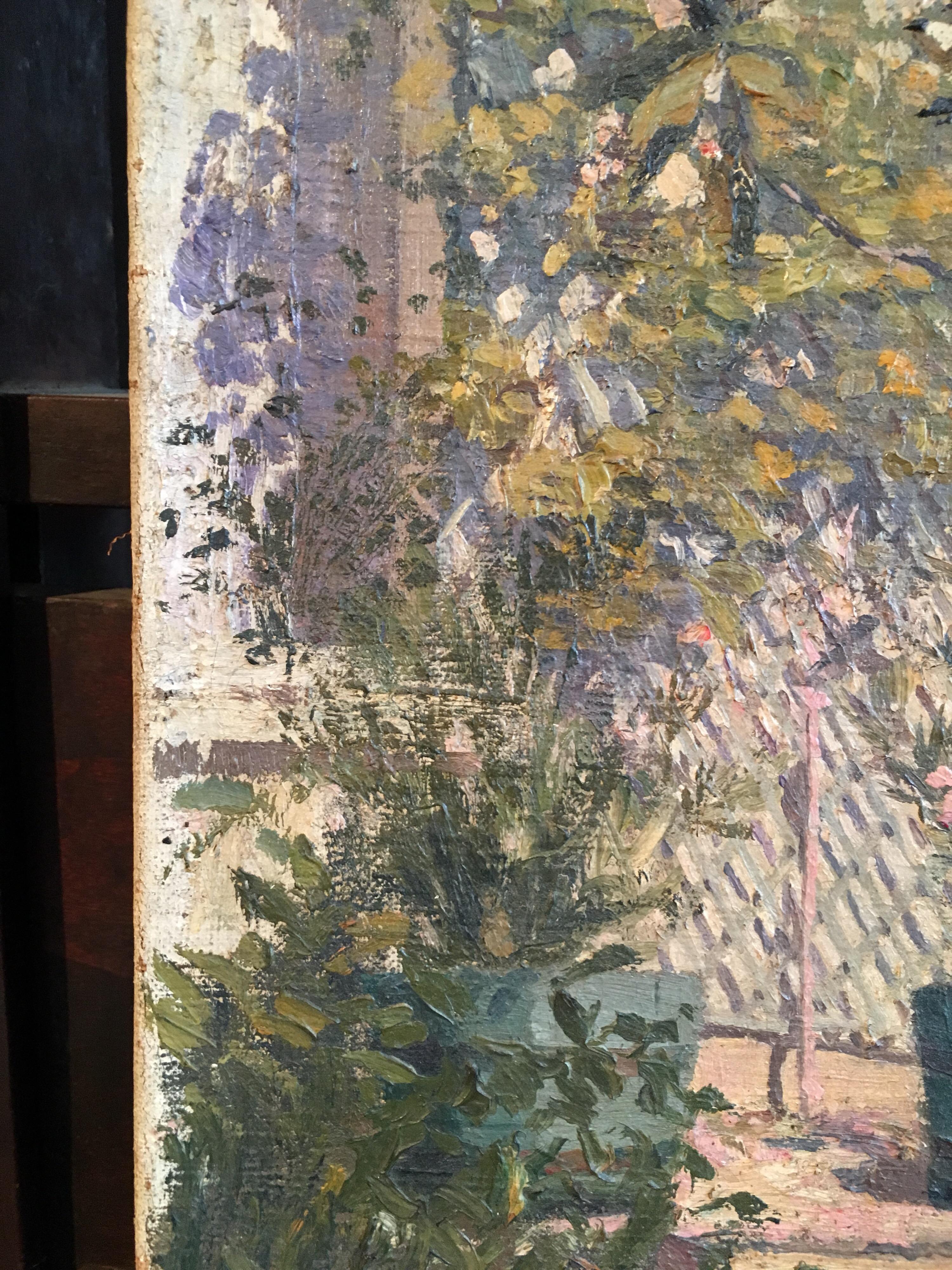 ‘Le Jardin’, Impressionist Landscape of Garden in France, Oil Painting, Signed
By French artist Georges Faure, early 20th Century
Signed and dated '(19)05' by the artist on the lower right hand corner
Oil painting on canvas, unframed
Canvas size: