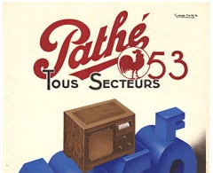 Original "Pathe 53 Tous Secteurs" vintage French art deco radio poster