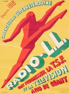 "Radio LL" Original Vintage Futurist Deco French Radio Poster