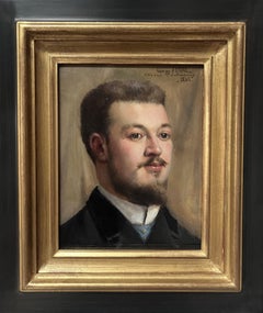 Georges Ferré (1853-1924) Portrait of a friend, 1886, oil on panel signed