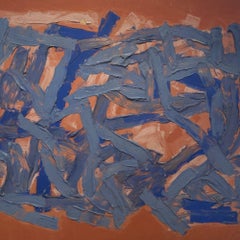 Autremer : Peinture à l'huile abstraite aux tons gris, années 1980, signée